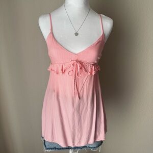 Pink Ruffle Trim Cami Top